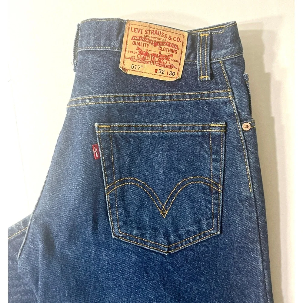 Levis 517 Bootcut Jeans Mens 32x30 Dark Wash Indigo Dark Wash Western Rugged